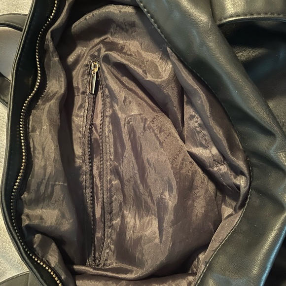 Large Auth Versace Perfums Leather Travel Bag Wide Strap W Dbl Handles Gold Acct - Picture 8 of 14